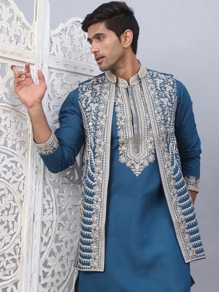 Men's Embroidered Waistcoat and Kurta Pyjama